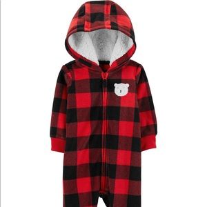 Buffalo Check Zip-Up Fleece Jumpsuit